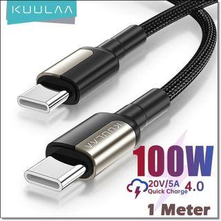 KUULAA 100W PD USB Type C to Type C Cable Super Charger QC 4.0 Quick Charge USB-C Cable for  Samsung