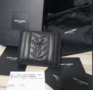 Saint Laurent Imprint Black Leather Crocodile Card Case