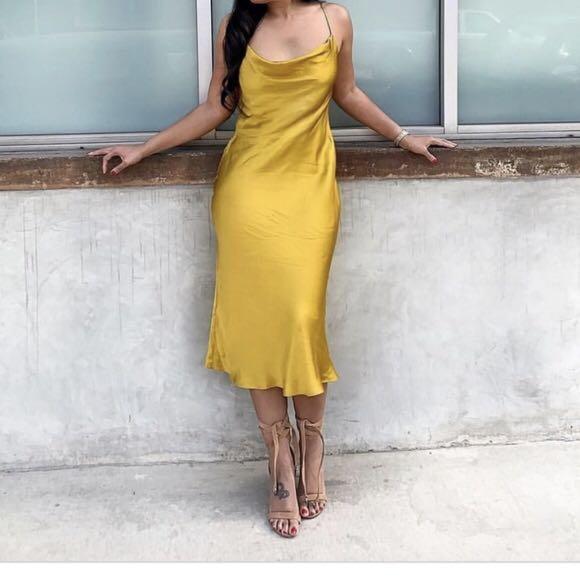 Yellow silk dress zara top