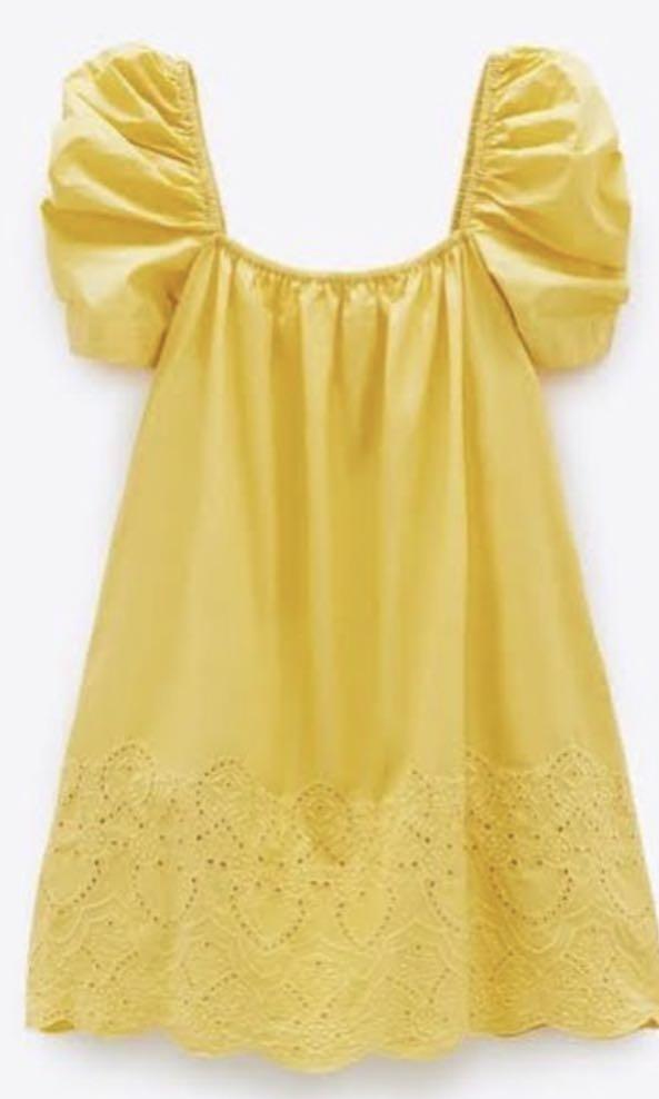 Zara yellow embroidered online dress