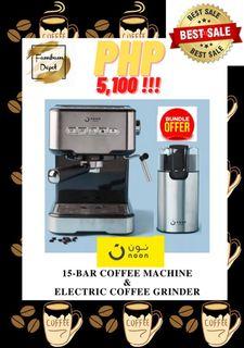 15-Bar Coffee Machine + Coffee Grinder