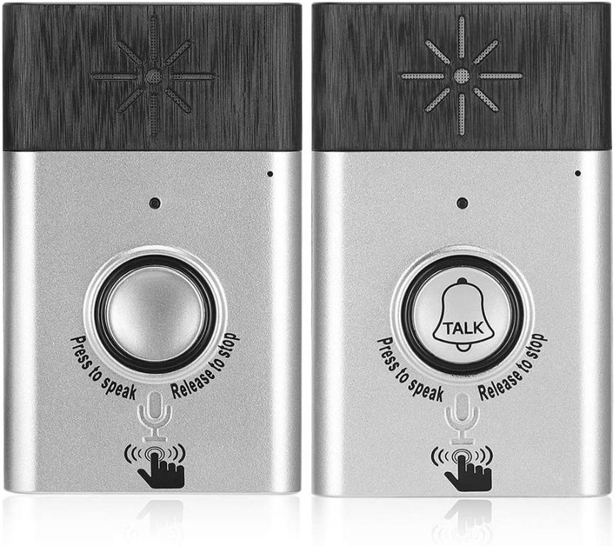 Portable Wireless Voice Two-Way Intercom Indoor/Outdoor Movable Adjustable Volume Doorbell Intercom Doorbell