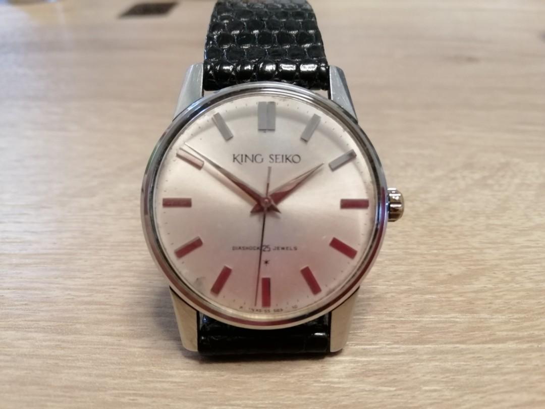 精工中古時計king Seiko Diashock 25 Jewels 1961 年first Hand Winding Model Stainless Steel 原裝面original Dial 正型冇返寫盾牌snap Back 完整角度已抹油運行良好 名牌 手錶 Carousell