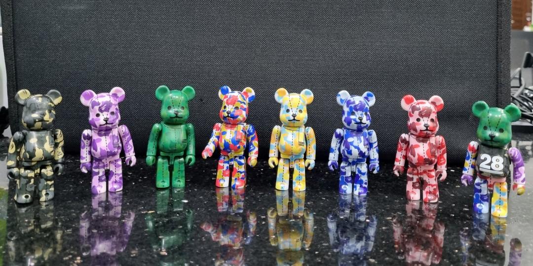 A BATHING APE 28TH ANNIVERSARY BEARBRICK BAPE CAMO SET 4 100%