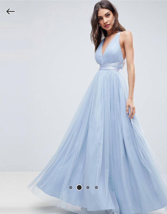 Premium tulle maxi prom 2025 dress with ribbon ties