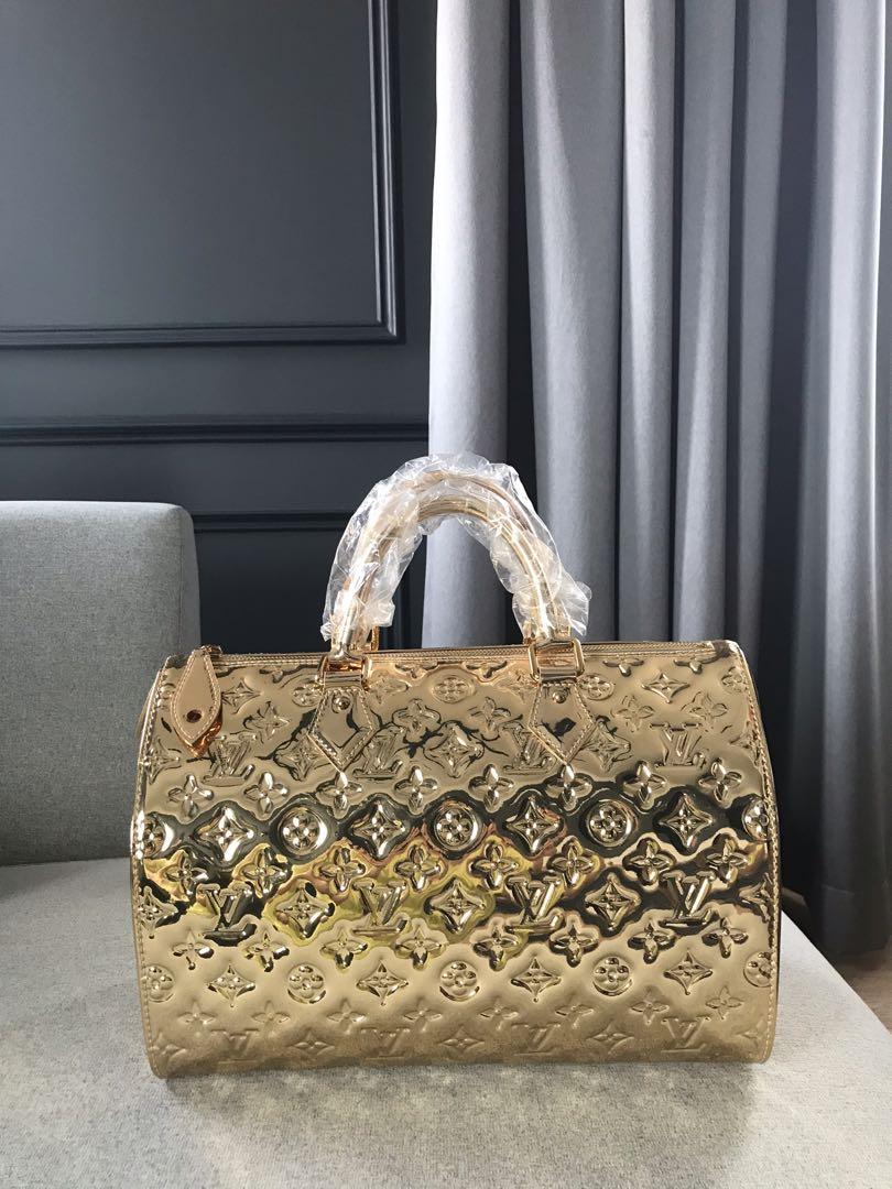 AUTH LOUIS VUITTON SPEEDY 30 GOLD MIRROIR NEW CONDITION