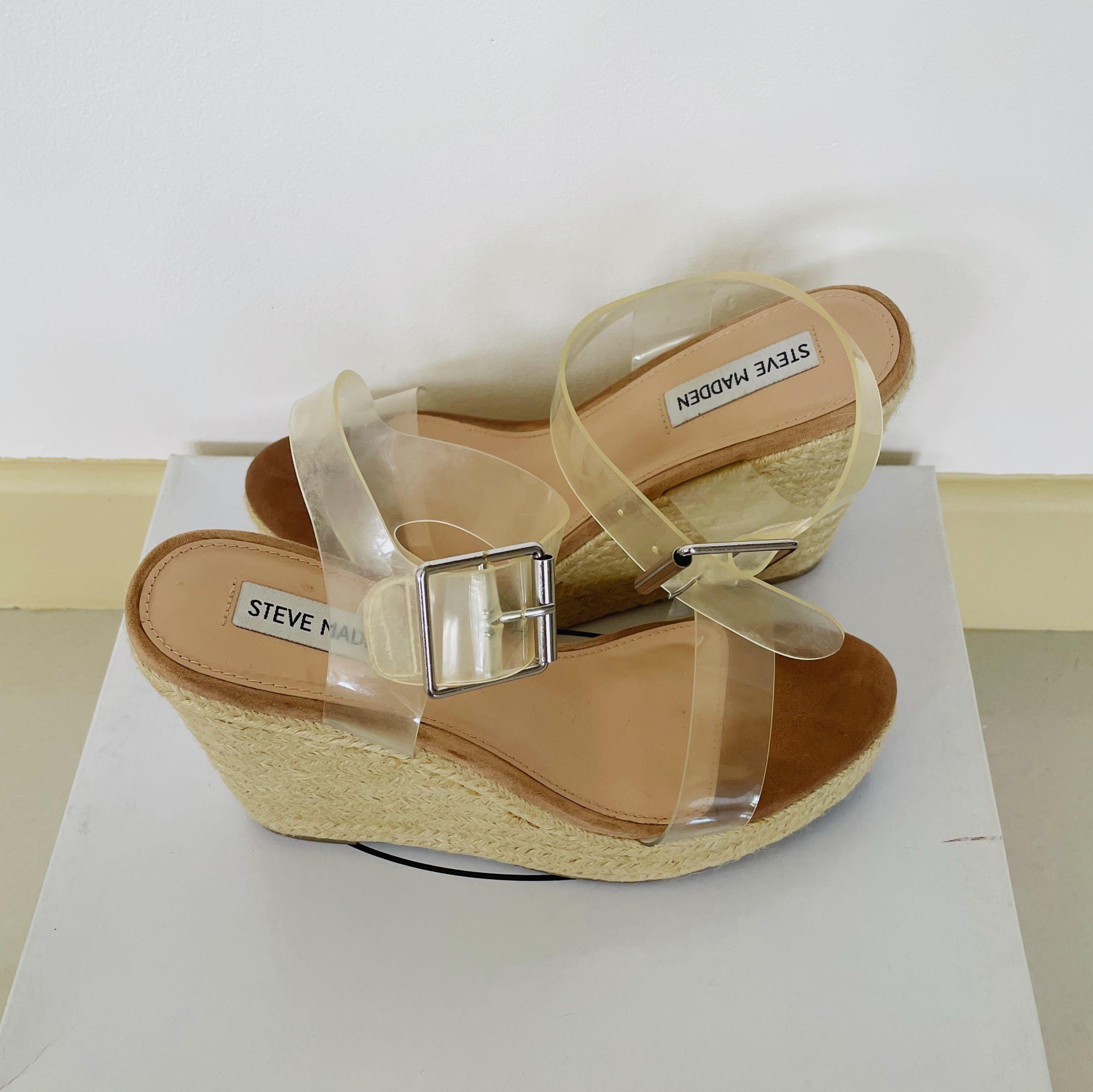 Authentic Steve Madden Clear Splash Wedge Women s Fashion