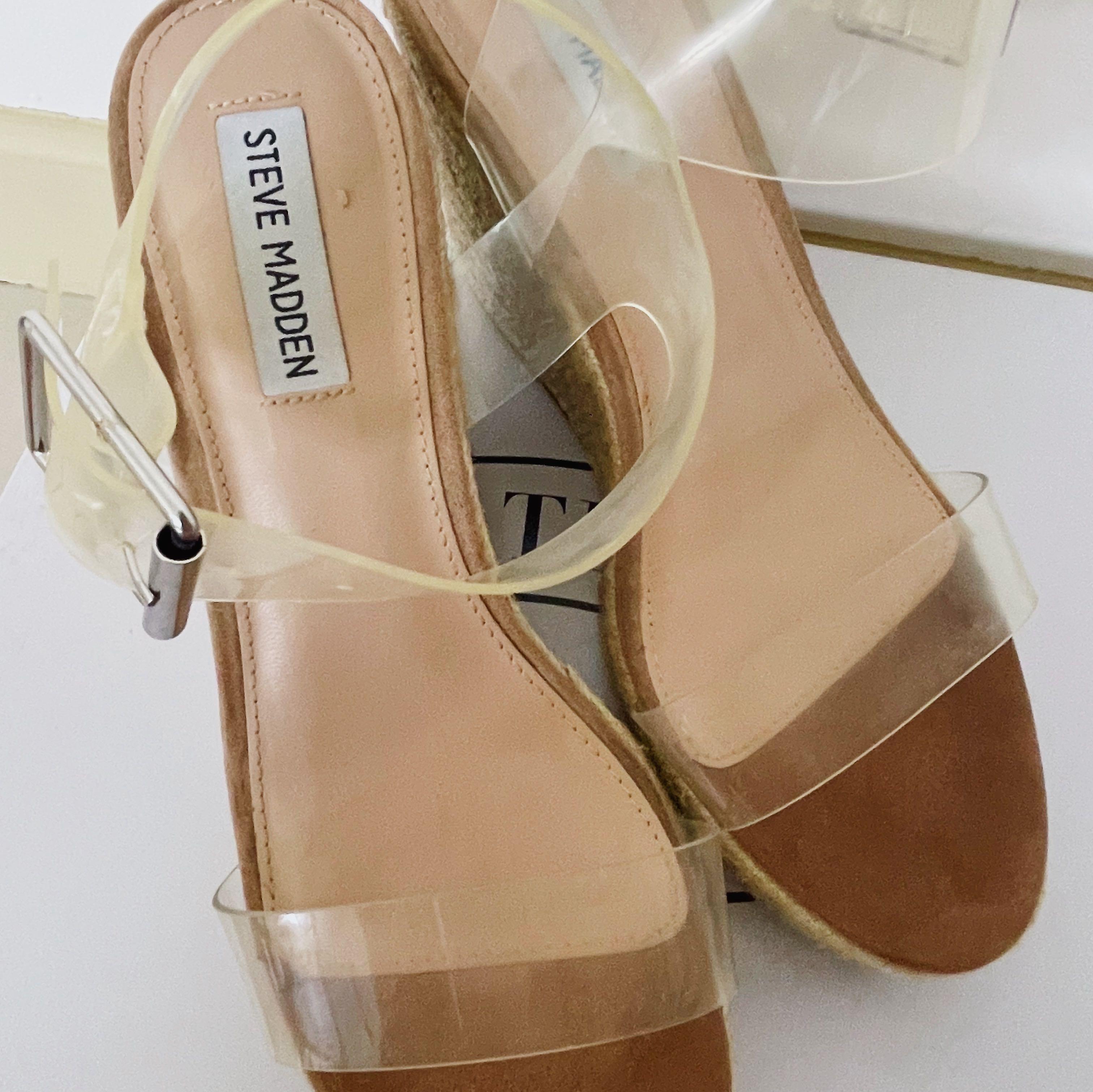 Authentic Steve Madden Clear Splash Wedge Women s Fashion