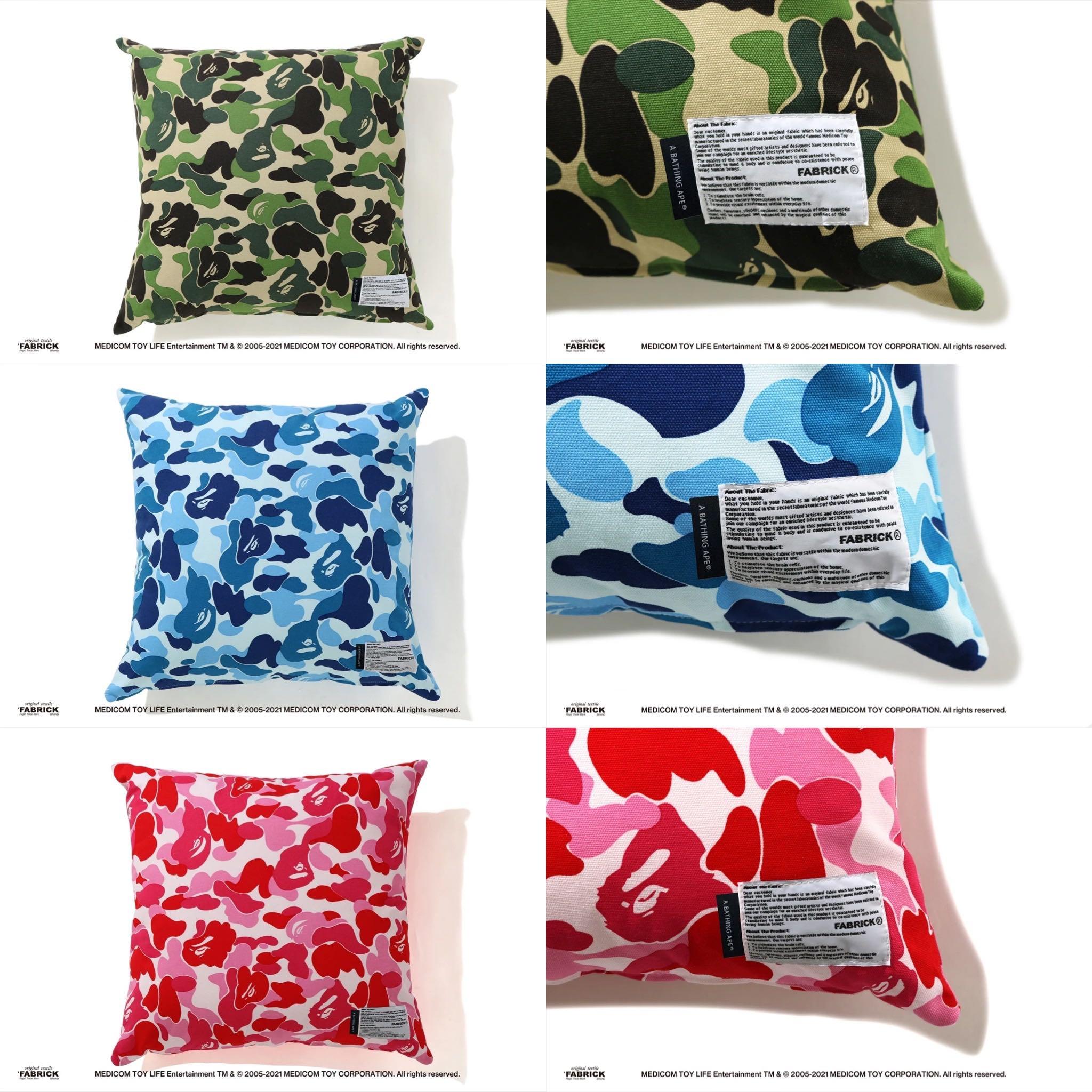 BAPE X FABRICK ABC CAMO SQUARE CUSHION, Furniture  Home Living, Home  Decor, Cushions  Throws on Carousell