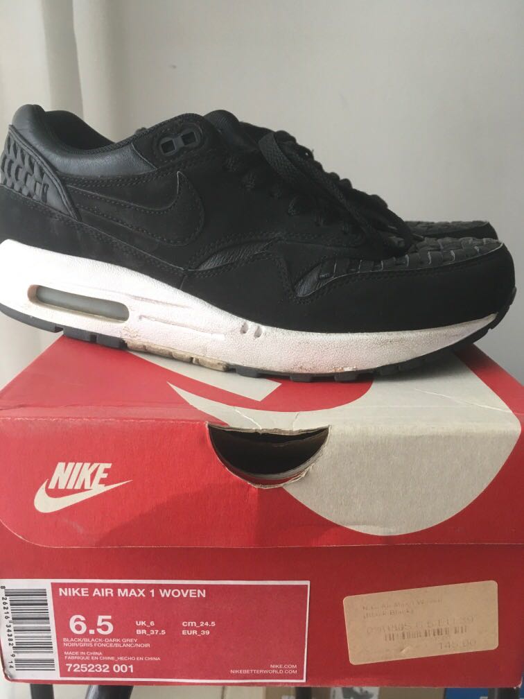 air max 1 black woven