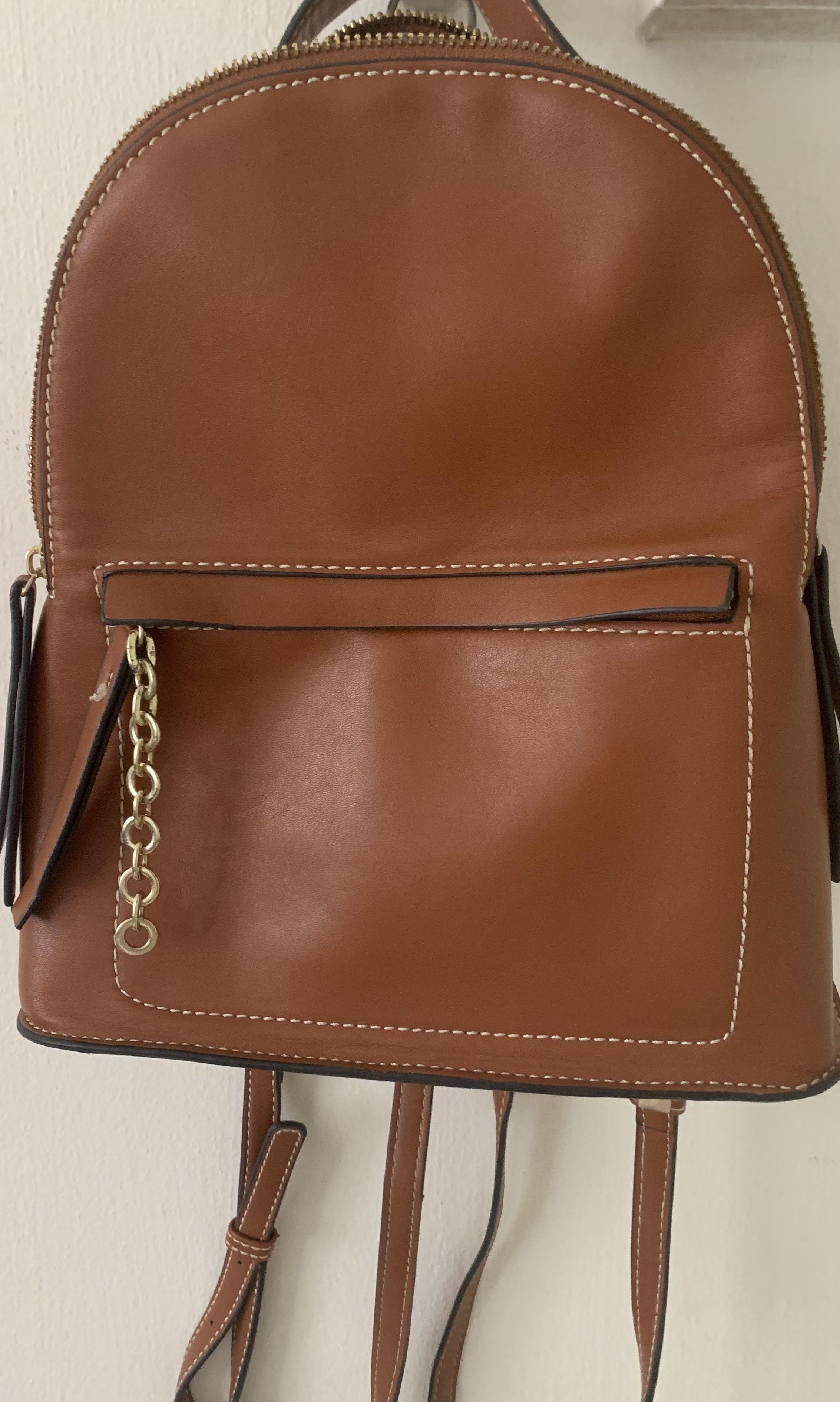 tan leather mini backpack