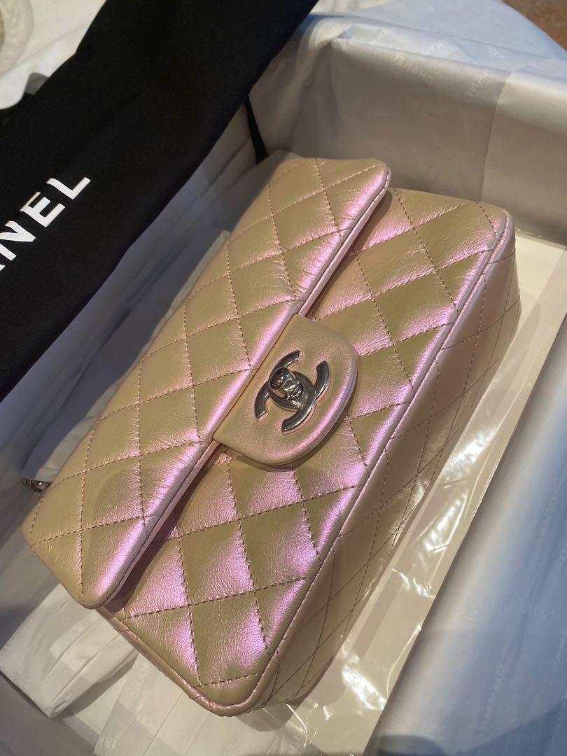 Chanel 21k mini rectangular flap bag iridescent pink, Women's Fashion ...