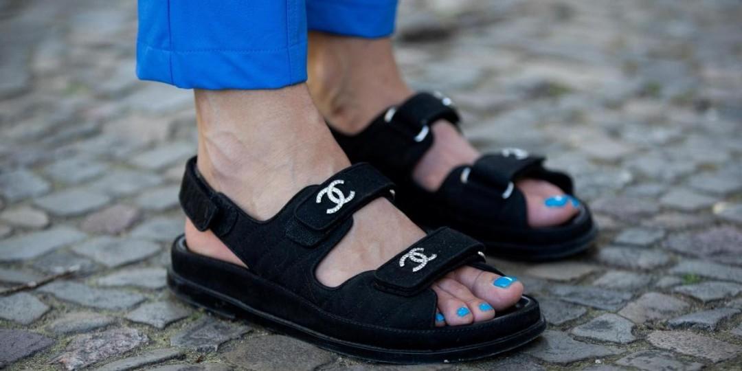 Chanel Rhinestone Quilted Dad Sandals, Luxury, Sneakers & Footwear