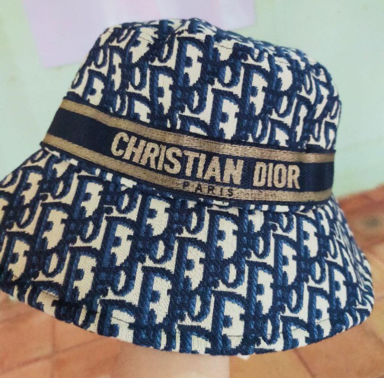 Christian dior blue bucket hat clearance