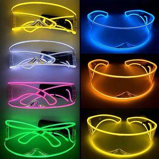 Cool 😎 Aqua Light up EL Wire Neon Rave Glasses Glow Flashing LED Clear futuristic glasses for Party, Zouk out, X’mas NYE, EDM, F1, Halloween 🎃, concerts, be visible when Cycling 🚴‍♀️ /Running/walking at night