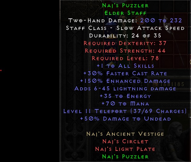 D2R Diablo 2 Resurrected Naj Teleport Staff Weapon, Video Gaming, Gaming Accessories, InGame