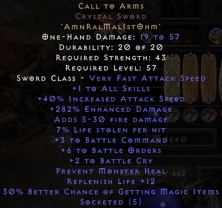 Diablo 2 Resurrected : Call To Arms (CTA Runeword) +6 Battle Orders ...