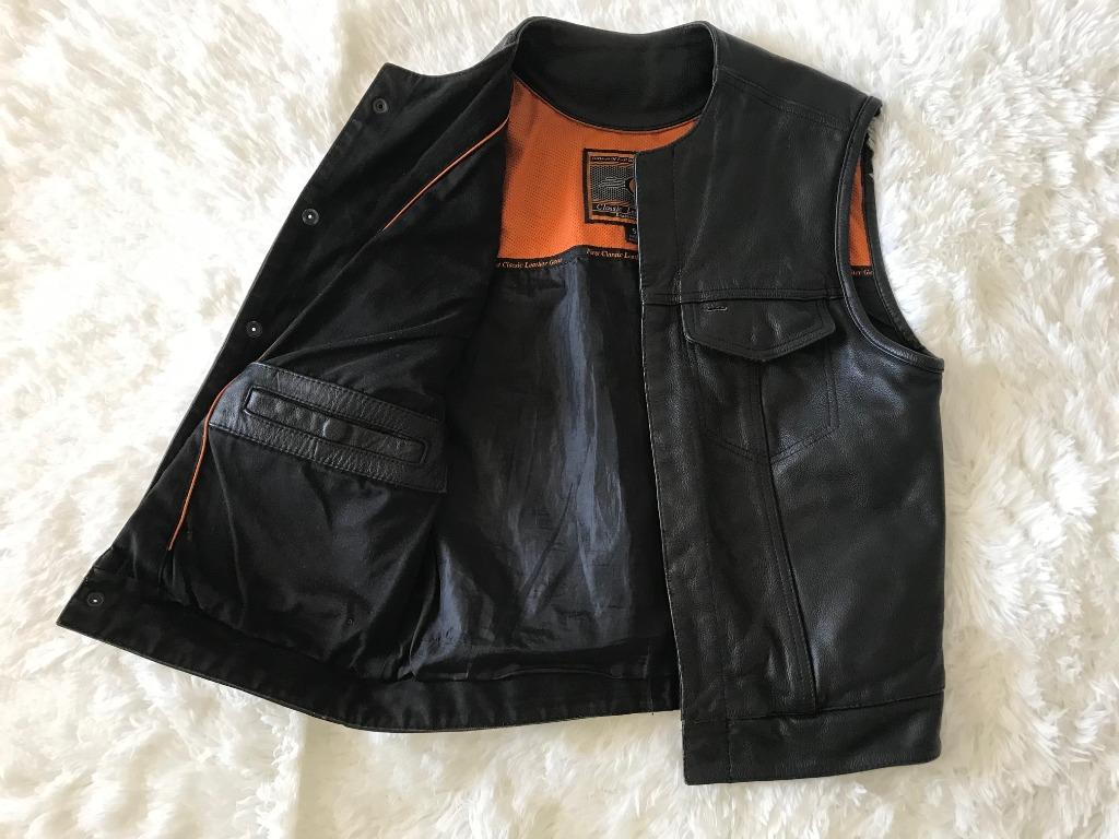 First Classic Black Genuine leather Vest Men s Fashion Tops Sets Vests on Carousell