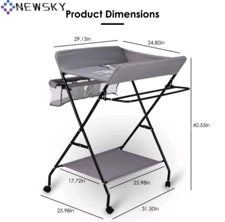 Foldable Baby Changing Table With Wheels Third Gear Height Adjustment Baby (Category: Changing Tables & Stations) located in Las Pinas. Submitted by jaziyah4 (Listing ID 1119523746, Image 2). Description: like new. no box. no wheels Foldable baby changing table with wheels,Third gear height adjustment，baby clothes hanger, storage basket and safety belt, portable baby care desk Features: 【 adjustable caster design 】 : Our baby changing table can b