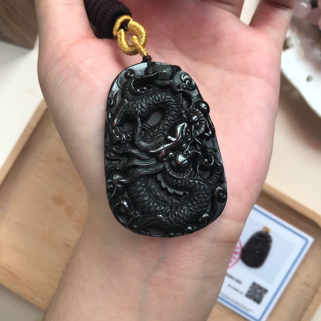 Black jade sales dragon pendant