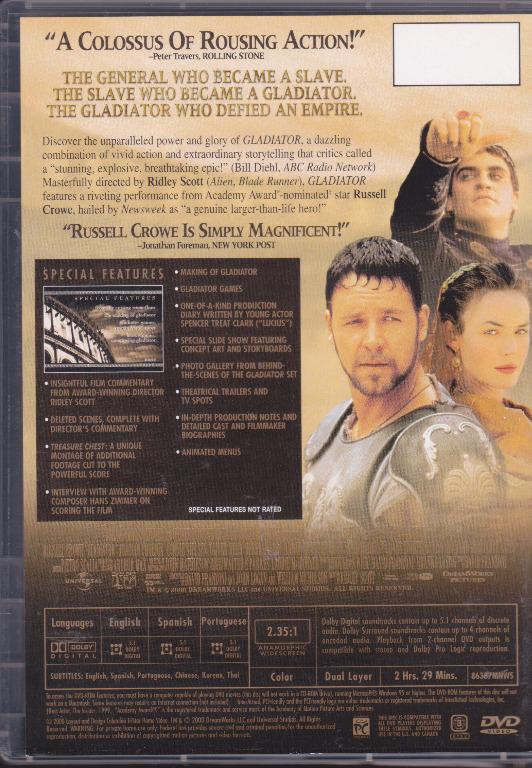 Gladiator《帝國驕雄》DVD 5送1/10送3, 興趣及遊戲, 音樂樂器 配件, 音樂與媒體- CD 及DVD - Carousell