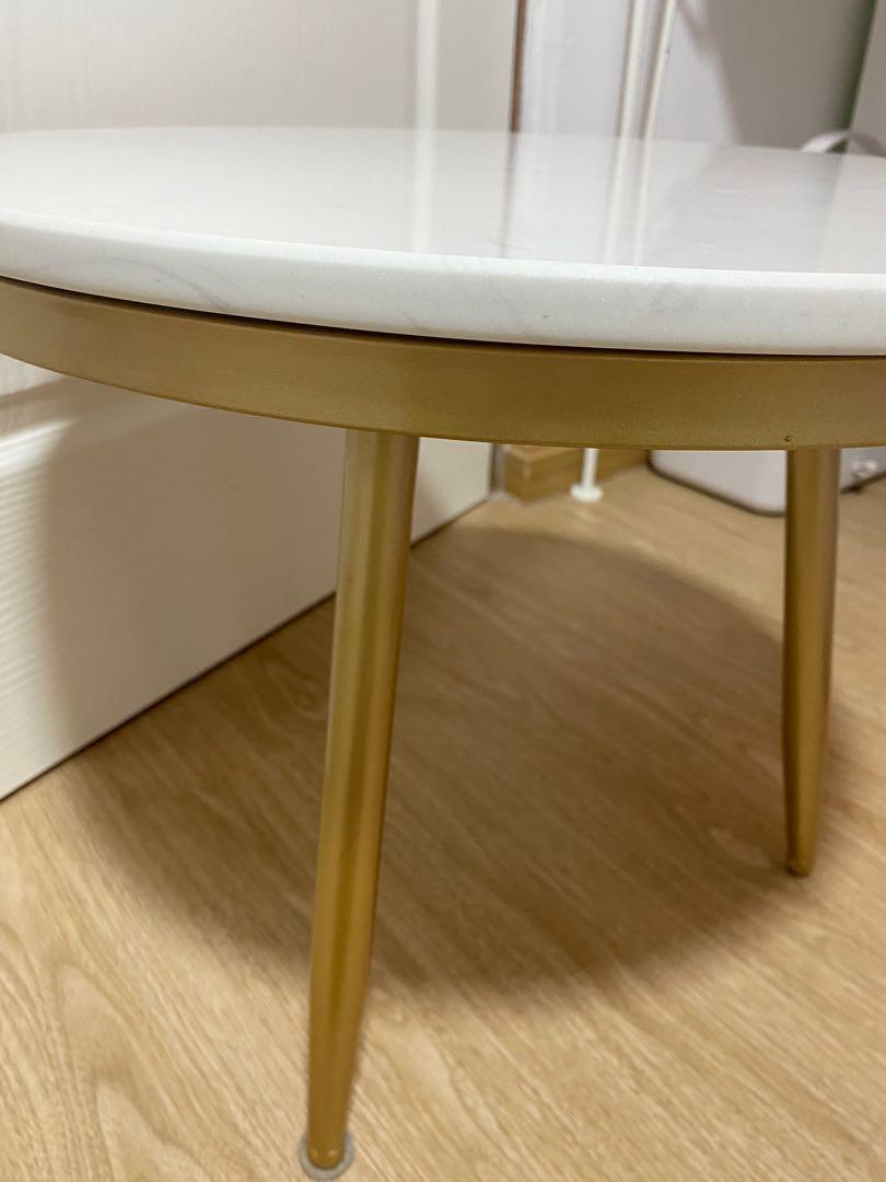 Gold marble side table, Furniture & Home Living, Furniture, Tables