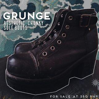 Grunge Aesthetic Lace up Chunky Boots