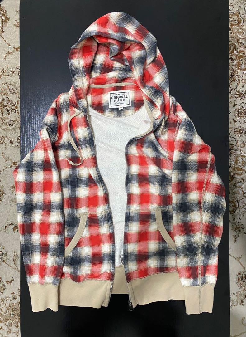 Red and white checkered hoodie cheap