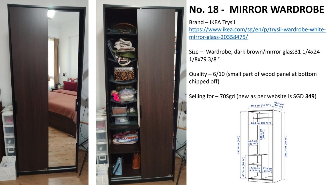 Ikea Trysil Mirror Wardrobe Furniture Home Living Furniture