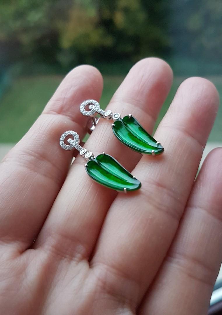 White gold store jade earrings