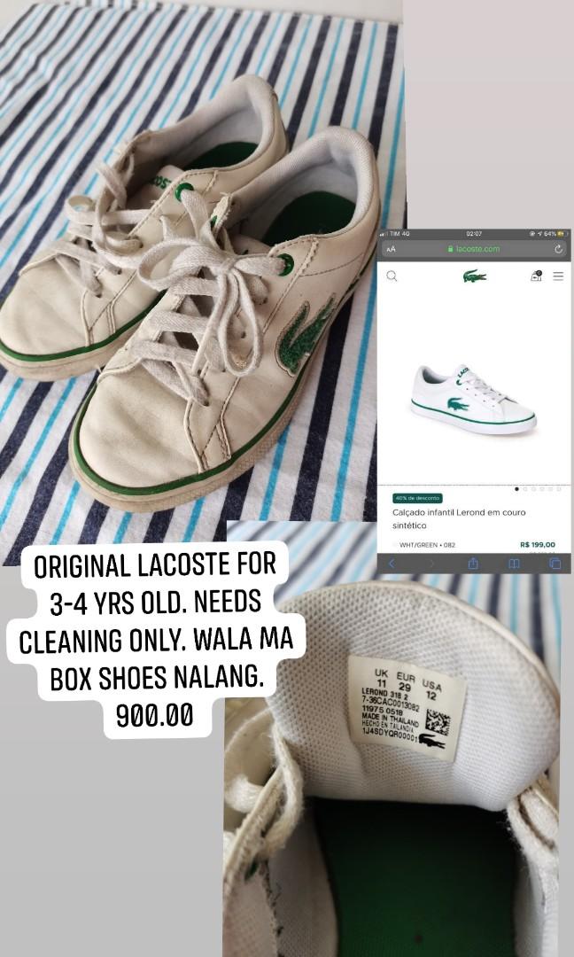Lacoste shoes for kids 3-4 yrs old, Men 