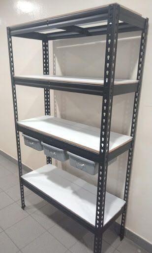 Metal Storage Rack | 4 Layers | Grey | Display Cabinet | White | Minimalistic Aesthetic  | Cupboard | Shelf | Rack | Grunge | Warehouse Storage | Storeroom