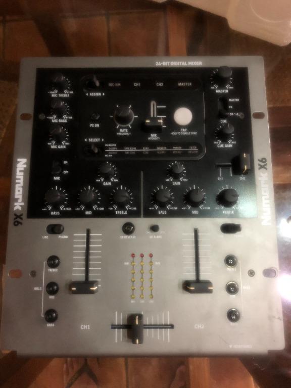 Numark X6 Mixer (Category: Other Audio Equipment) located in Cebu City. Submitted by unik77 (Listing ID 1119436452, Image 1). Description: The Numark X6 2-Channel Digital DJ Mixer X6 is a two-channel digital scratch mixer with BEAT SYNC digital effects. For any DJ who values the fidelity and precision of their records, CDs, or digital files, X6 employs a 100%-digital signal path with Alesis technology. This 24-bit mixer faithfully transmits every