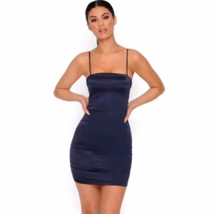Oh polly navy satin dress clearance