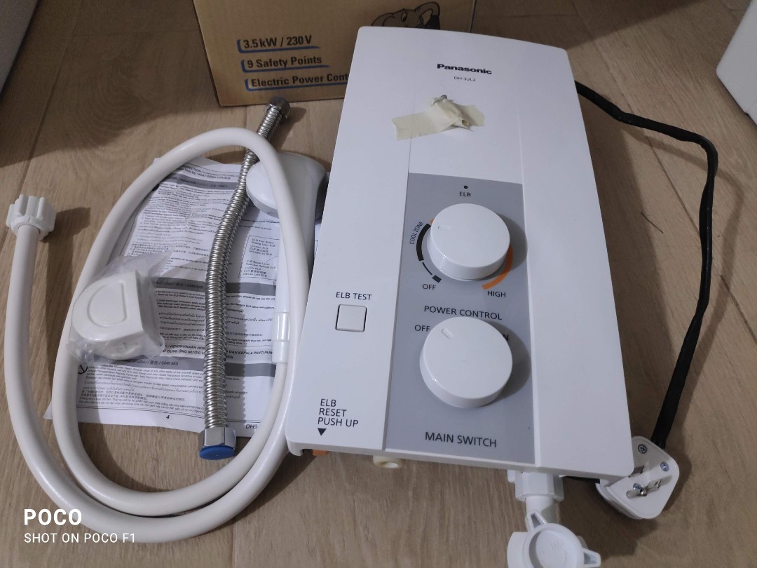 Panasonic Electric Shower Heater DH-3JL2, TV u0026 Home Appliances, Water Heater  u0026 Instant Showers on Carousell