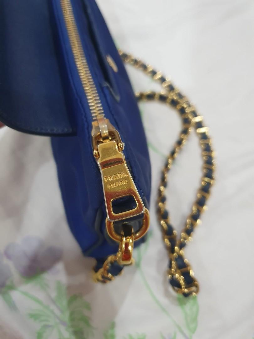 Prada Tessuto Saffiano Bandoliera Nylon Crossbody Bag Blue