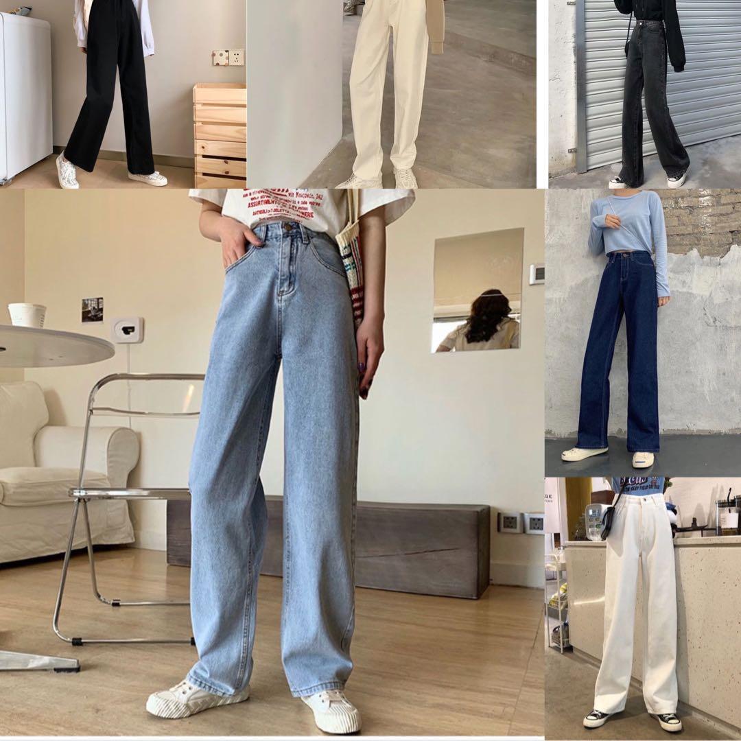 Korean style wide leg jeans, Women's Fashion, Bottoms, Jeans & Leggings on  Carousell