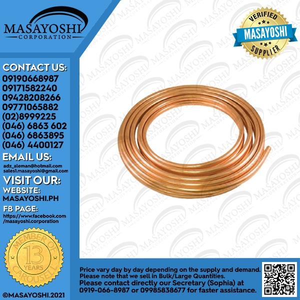 Seamless Copper Tubes 1/2 x .028 x 15 meters/coil Tubing Aircon