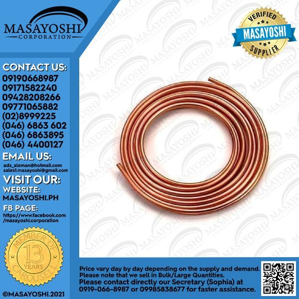 Seamless Copper Tubes 1/4 x .028 x 15 meters/coil Tubing Aircon