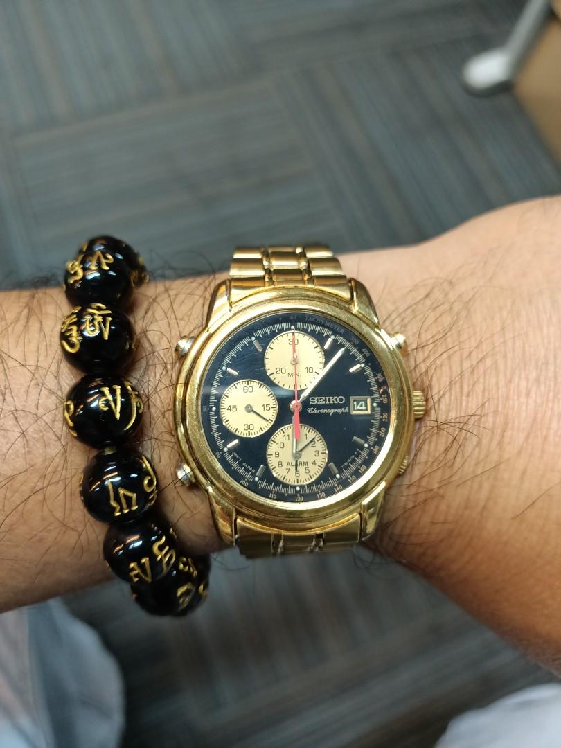 Seiko Chronograph Alarm Quartz 7T32 Gold, Men's Fashion, Watches &  Accessories, Watches on Carousell