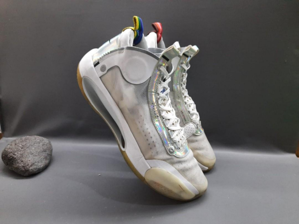 Sepatu Nike Air Jordan34 Performance Bq3381 101 Fit Unite Silver White Size 47 5 Fesyen Pria Sepatu Sneakers Di Carousell