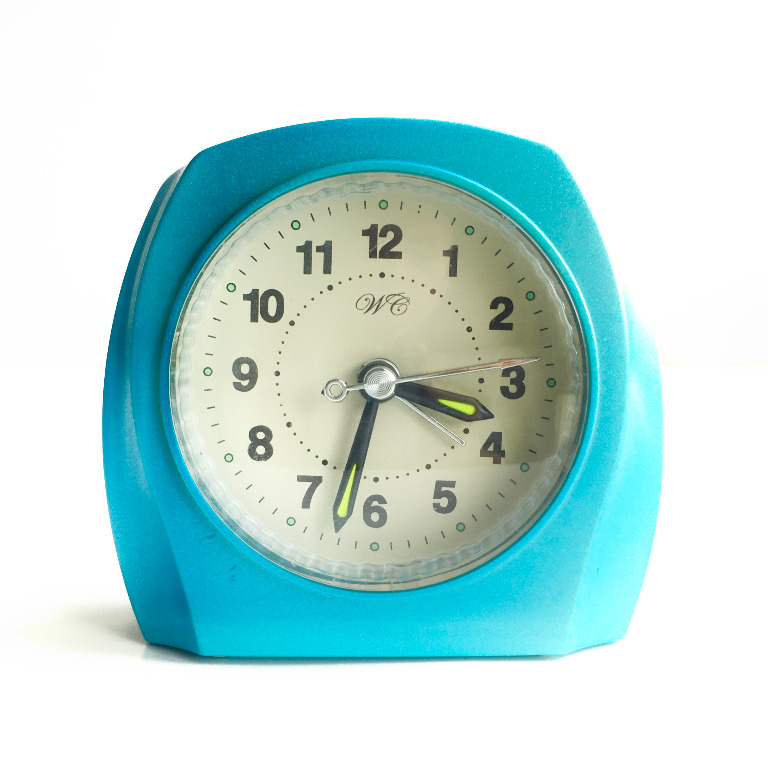 Small Light Blue Alarm Clock [bedside nightstand], Furniture & Home