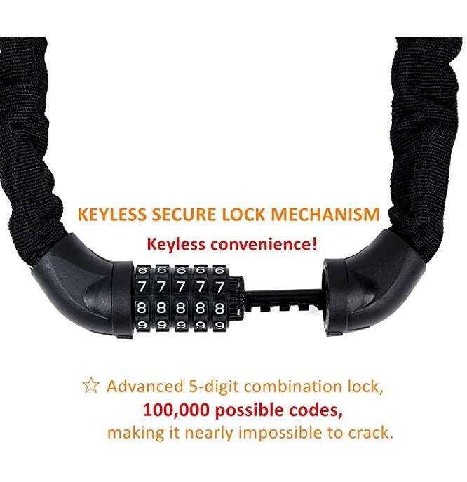 Sportneer Bike Lock, 5Digit Resettable Combination 3.2 FT Bicycle