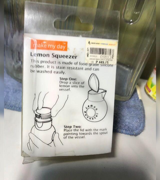 Unused Make My Day Silicone Lemon Squeezer (Category: Other Kitchenware & Tableware) located in Paranaque City. Submitted by rookie33 (Listing ID 1119514869, Image 3). Description: Unused : old stock As-is in plastic box BPI or Gcash 09178217291.