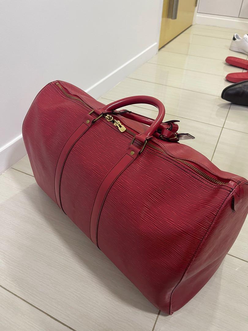 Louis Vuitton Red Epi Leather Keepall 50 Travel Bag