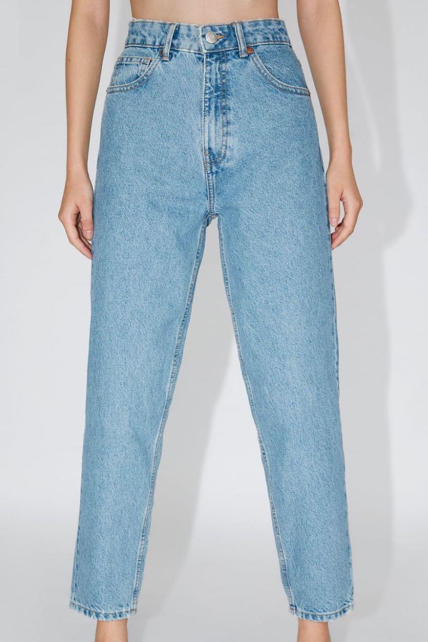 Zara denim waisted mom jeans trf, Women's Fashion, Bottoms, Jeans & Carousell