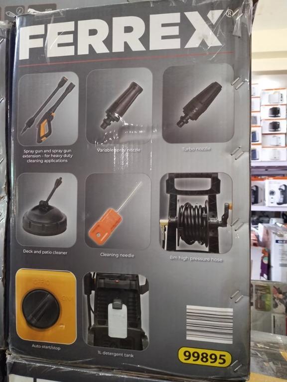 2000w Pressure Washer - Ferrex (Category: Construction Tools & Equipment) located in San Pedro. Submitted by aussie.surplustore (Listing ID 1119651197, Image 2). Description: 2000w Pressure Washer - Ferrex Price: 3,900 ✅ 8m high pressure hose and reel ✅ Automatic stop/start function ✅ 5m power cable and wheels for easy transportation ✅ Includes a range of high pressure washer accessories ✅ Strip off all that dirt and grime from hard surfaces arou