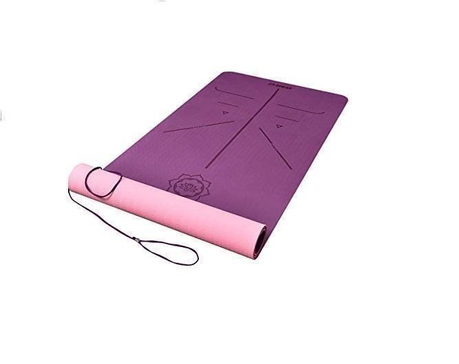 8952 DAWAY Eco Friendly TPE Yoga Mat Y8 Wide Thick Workout Exercise Mat Non Slip Grip Pilates Mats Body Alignment System Tear Resistant with Carrying Strap 72 x 26 Thickness 6mm Sports Equipment