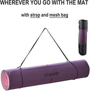 8952 DAWAY Eco Friendly TPE Yoga Mat Y8 Wide Thick Workout Exercise Mat Non Slip Grip Pilates Mats Body Alignment System Tear Resistant with Carrying Strap 72 x 26 Thickness 6mm Sports Equipment