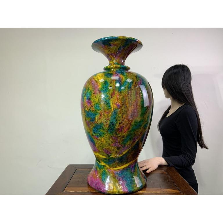 台灣花東【七彩玉花瓶】花東原石原礦花蓮花瓶圓瓶寶瓶葫蘆璧玉彩